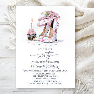 Invitation Chaussures à talons hauts florales roses pour une