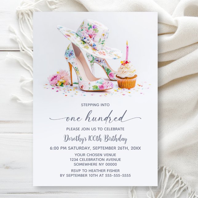 Invitation Chaussures à talons hauts floraux élégants pour 10 (Créateur téléchargé)