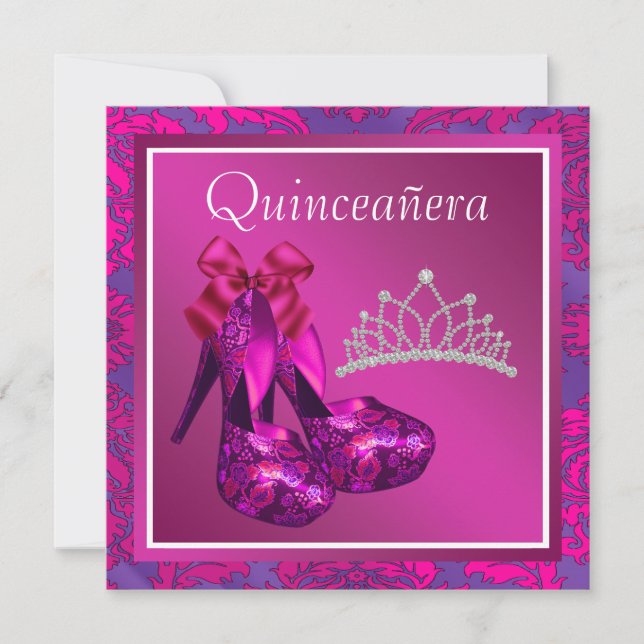 Invitation Chaussures à talons hauts Fuchsia Tiara Rose Chaud (Devant)