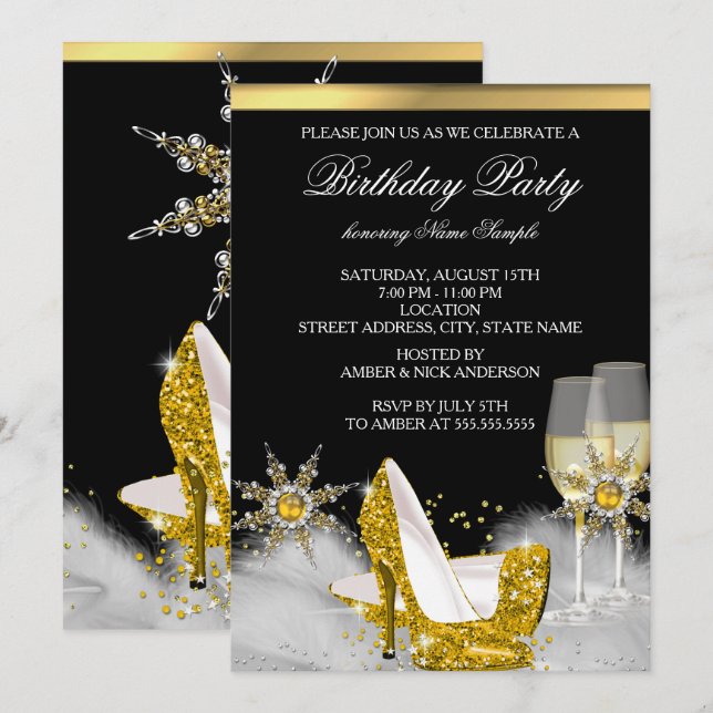 Invitation Chaussures à talons hauts Glitter Gold Or Champagn (Devant / Derrière)