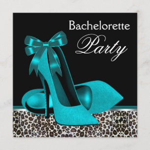 Invitation Chaussures à talons hauts léopard bleu sarcelle po