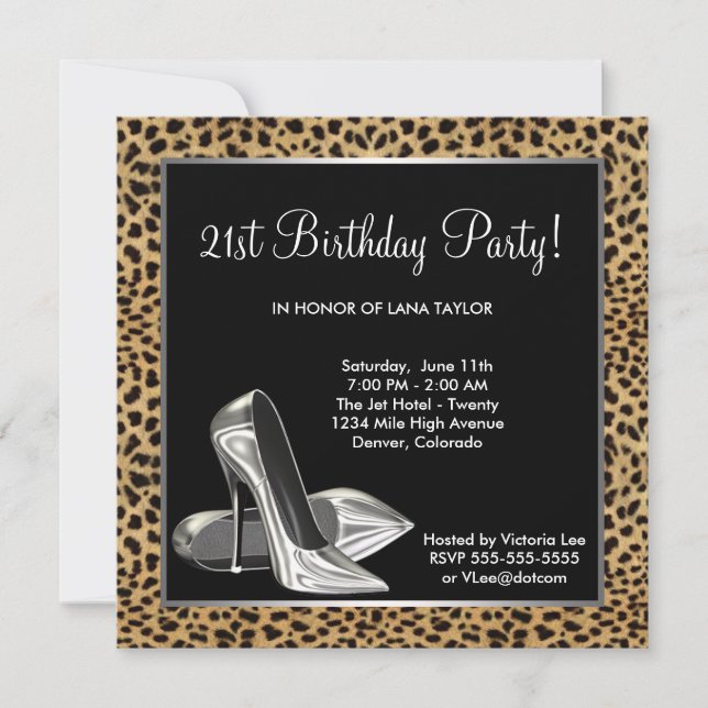 Invitation Chaussures à talons hauts léopard Femme 21e annive (Devant)