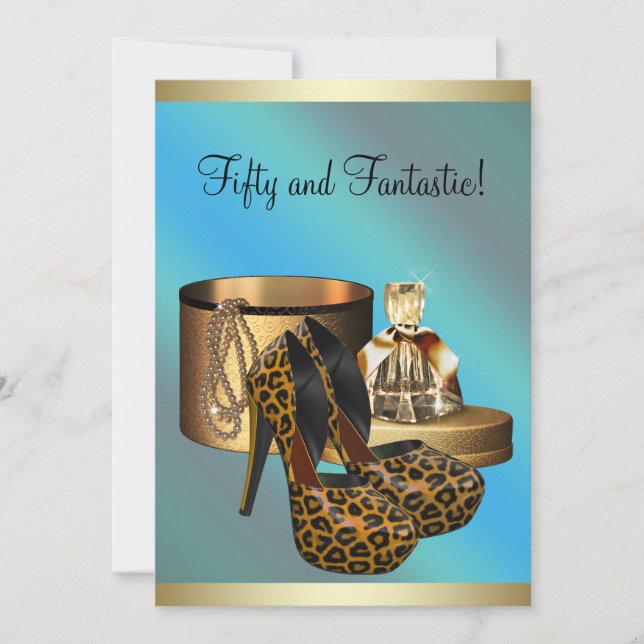 Invitation Chaussures à talons hauts Léopard Or Femme 50 ans  (Devant)
