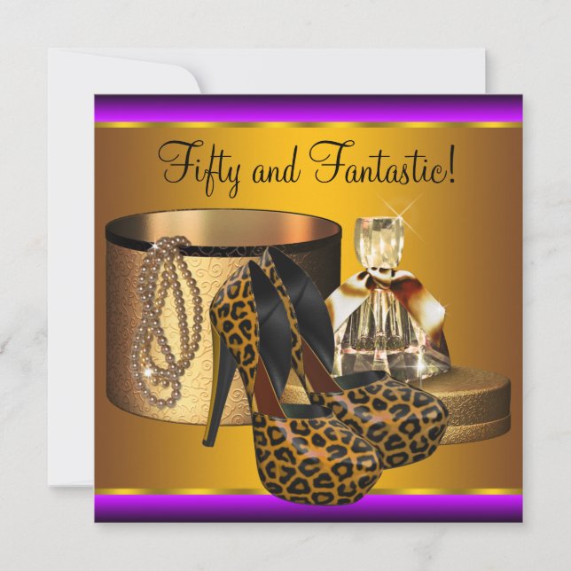 Invitation Chaussures à talons hauts Léopard Or Femme 50 ans  (Devant)