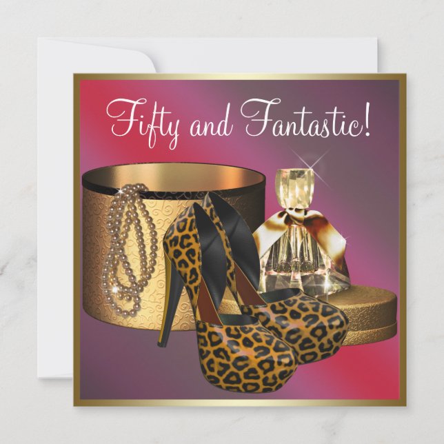 Invitation Chaussures à talons hauts Léopard Or Femme 50 ans  (Devant)
