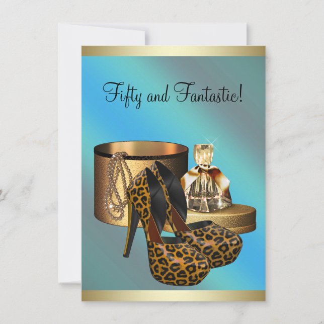 Invitation Chaussures à talons hauts Léopard Or Femme 50 ans  (Devant)
