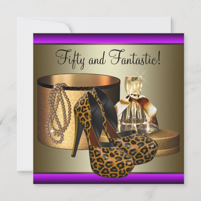 Invitation Chaussures à talons hauts Léopard Or Femme 50 ans  (Devant)