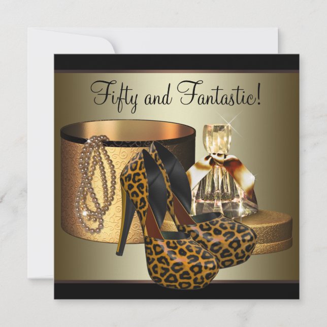 Invitation Chaussures à talons hauts Léopard Or Femme 50e Ann (Devant)