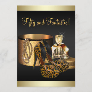 Invitation Chaussures à talons hauts léopard or femme anniver