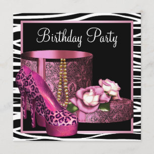 Invitation Chaussures à talons hauts léopard rose pour fête d