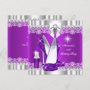 Invitation Chaussures à talons hauts Lipstick Violet Glitter