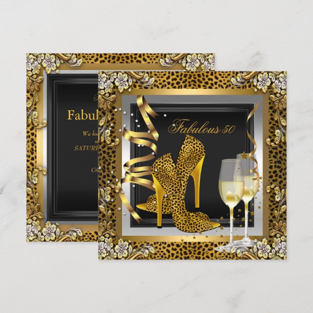 Invitation Chaussures à talons hauts noir léopard doré Annive (Devant / Derrière)