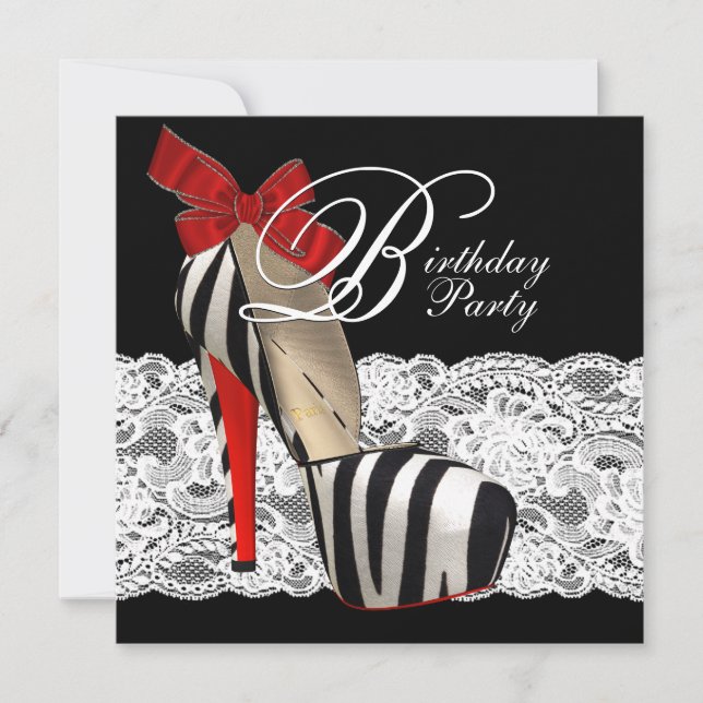 Invitation Chaussures à talons hauts noires Anniversaire thèm (Devant)