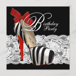 Invitation Chaussures à talons hauts noires Anniversaire thèm