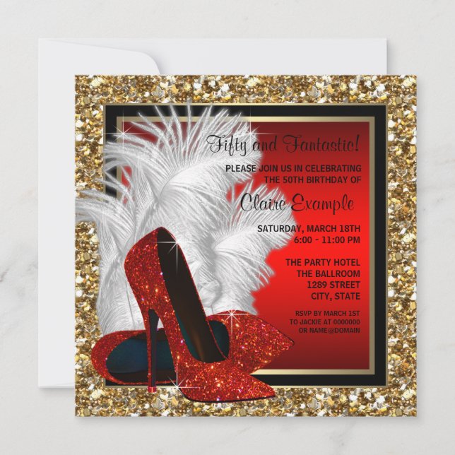 Invitation Chaussures à talons hauts noires et rouges de femm (Devant)