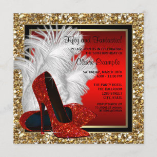 Invitation Chaussures à talons hauts noires et rouges de femm