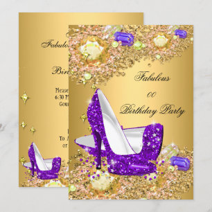 Invitation Chaussures à talons hauts pailletées or violet Fab