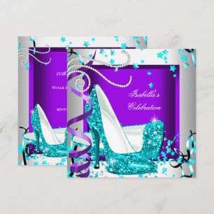 Invitation Chaussures à Talons Hauts Pailletées Salle de Fête