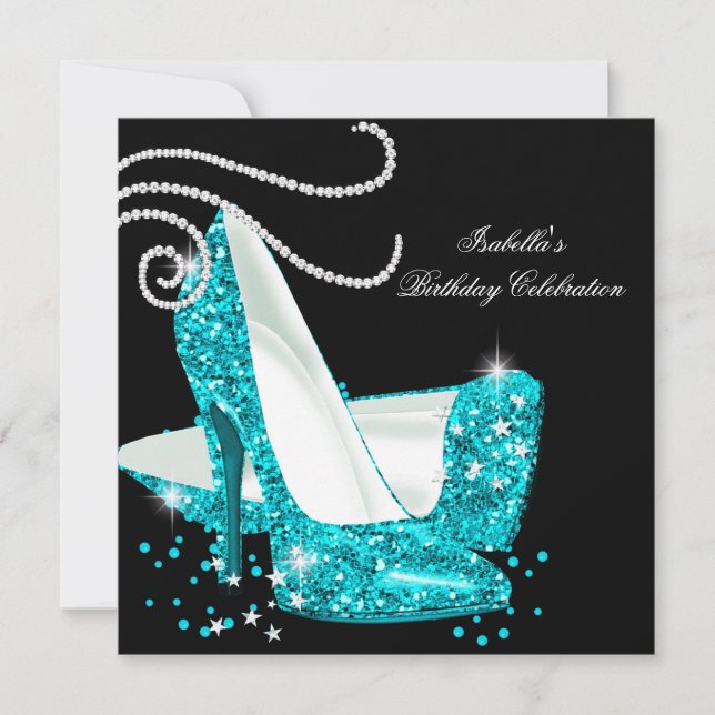 Invitation Chaussures à talons hauts pailletées sarcelle Anni (Devant)