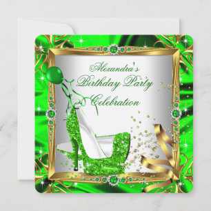 Invitation Chaussures à talons hauts pailletées vert citron s