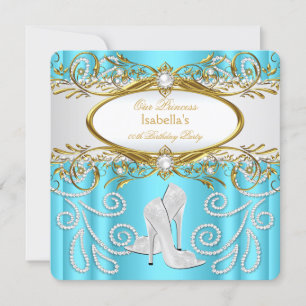 Invitation Chaussures à talons hauts perle blanche sarcelle d