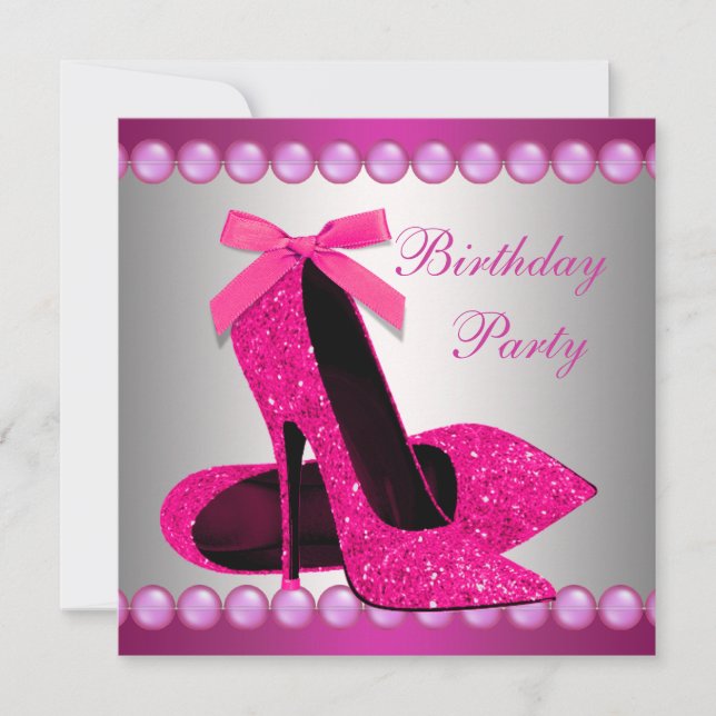 Invitation Chaussures à talons hauts perles rose chaud pour f (Devant)