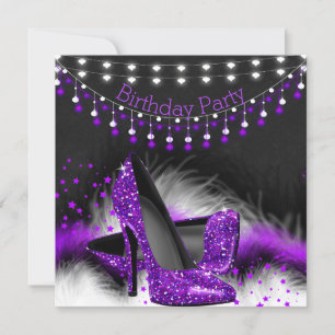 Invitation Chaussures à talons hauts Purple Stars pour annive