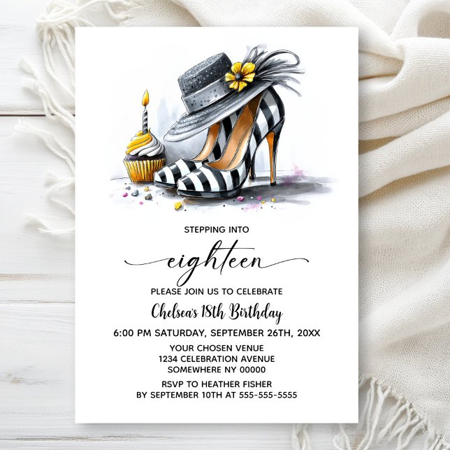 Invitation Chaussures à talons hauts rayées élégantes pour 18 (Créateur téléchargé)