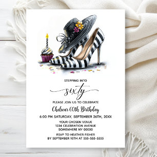 Invitation Chaussures à talons hauts rayées modernes pour 60
