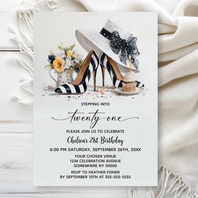 Invitation Chaussures à talons hauts rayées noir et blanc 21è (Créateur téléchargé)