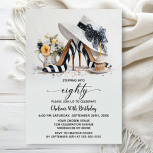 Invitation Chaussures à talons hauts rayées noir et blanc 80e