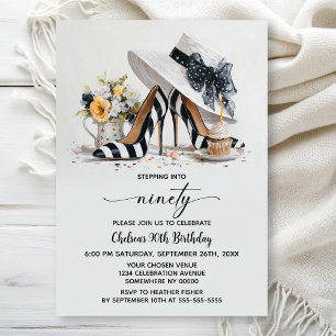 Invitation Chaussures à talons hauts rayées noir et blanc 90e