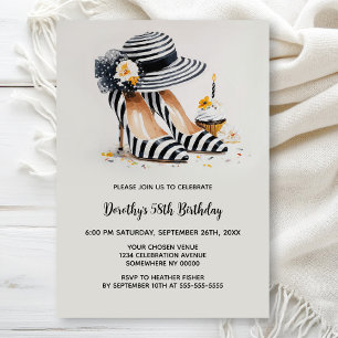 Invitation Chaussures à talons hauts rayées pour fête d'anniv
