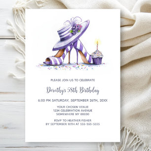 Invitation Chaussures à talons hauts rayées violettes pour un