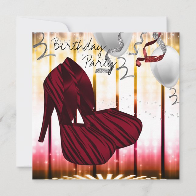 Invitation Chaussures à talons hauts Red Zebra pour une fête  (Devant)