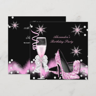 Invitation Chaussures à talons hauts rose champagne Fête d'an