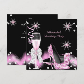 Invitation Chaussures à talons hauts rose champagne Fête d'an