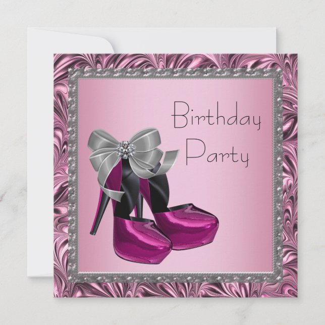Invitation Chaussures à talons hauts rose chaud Anniversaire (Devant)