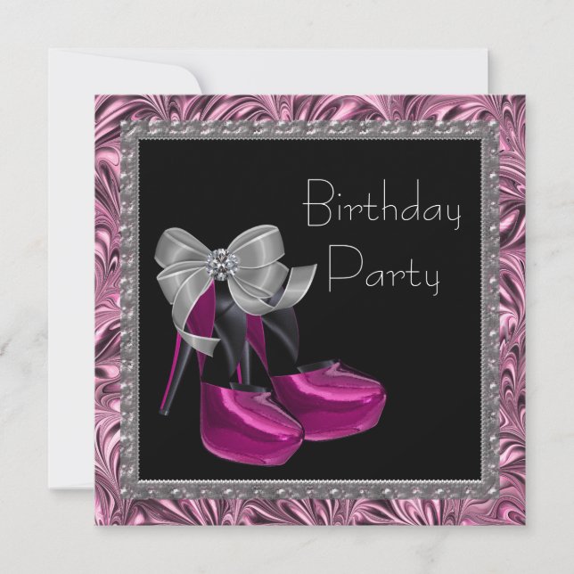 Invitation Chaussures à talons hauts rose chaud Anniversaire (Devant)