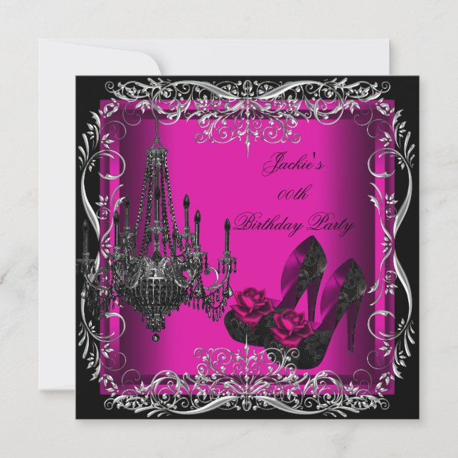 Invitation Chaussures à talons hauts rose chaud noir pour fêt (Devant)