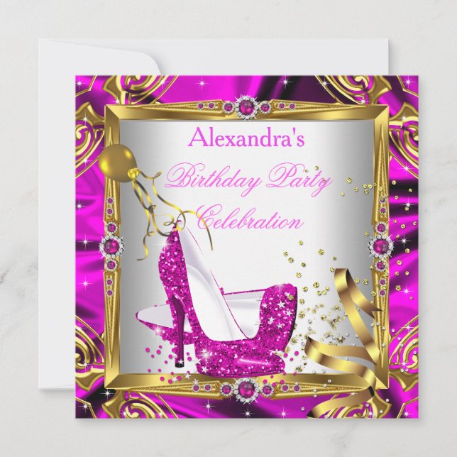 Invitation Chaussures à talons hauts rose chaud pailletées en (Devant)