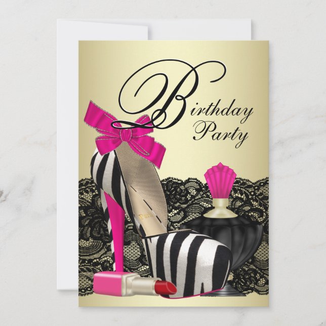 Invitation Chaussures à talons hauts rose chaud Zèbre Fête (Devant)