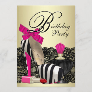 Invitation Chaussures à talons hauts rose chaud Zèbre Fête