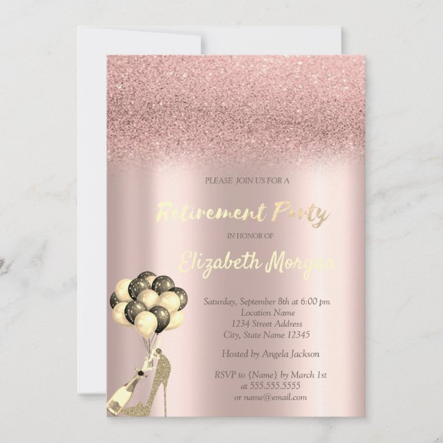 Invitation Chaussures à talons hauts Rose Gold Paillettes Bok (Devant)