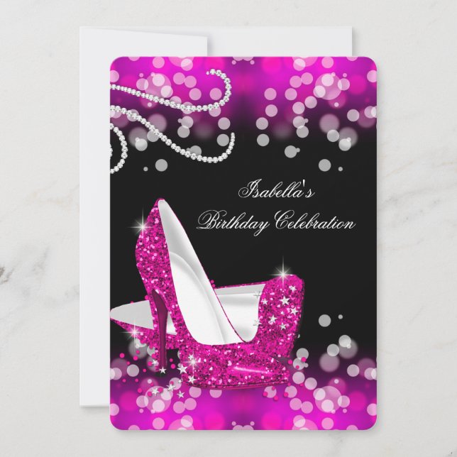 Invitation Chaussures à talons hauts rose pailleté diamants a (Devant)