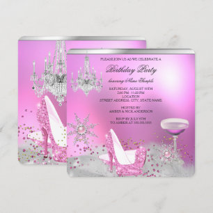 Invitation Chaussures à talons hauts rose pailleté Soirée Cha