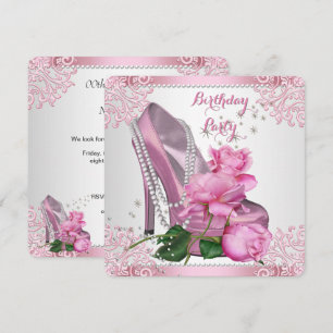 Invitation Chaussures à talons hauts Rose rose Dentelle Perle