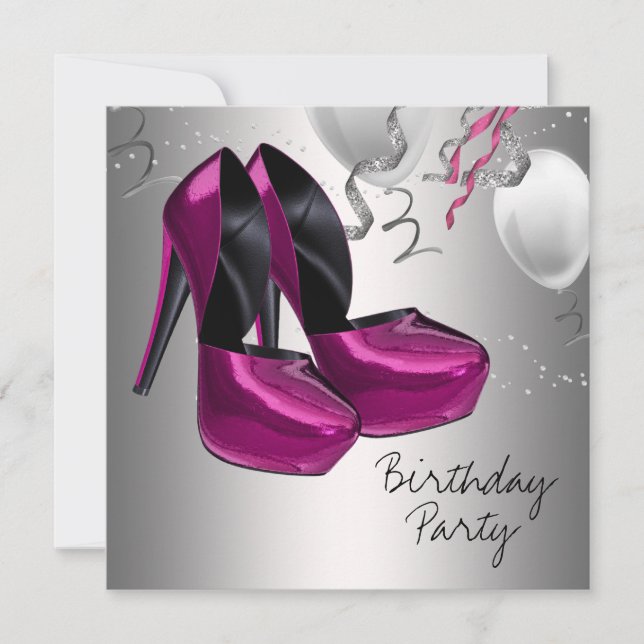 Invitation Chaussures à talons hauts rose vif pour fête d'ann (Devant)