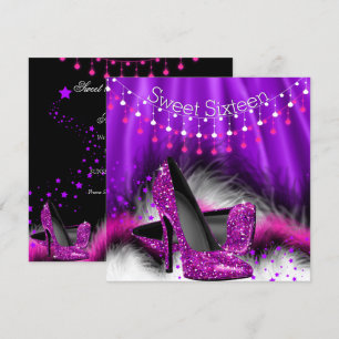 Invitation Chaussures à talons hauts roses et violettes pour 