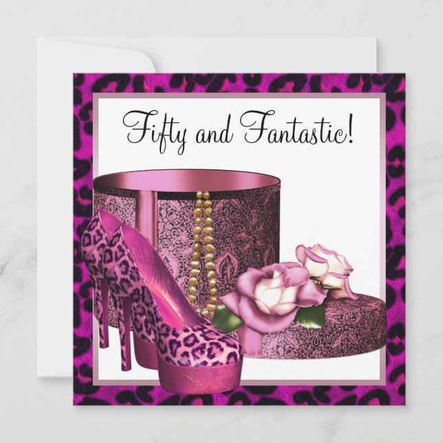 Invitation Chaussures à talons hauts roses pour femme Léopard (Devant)